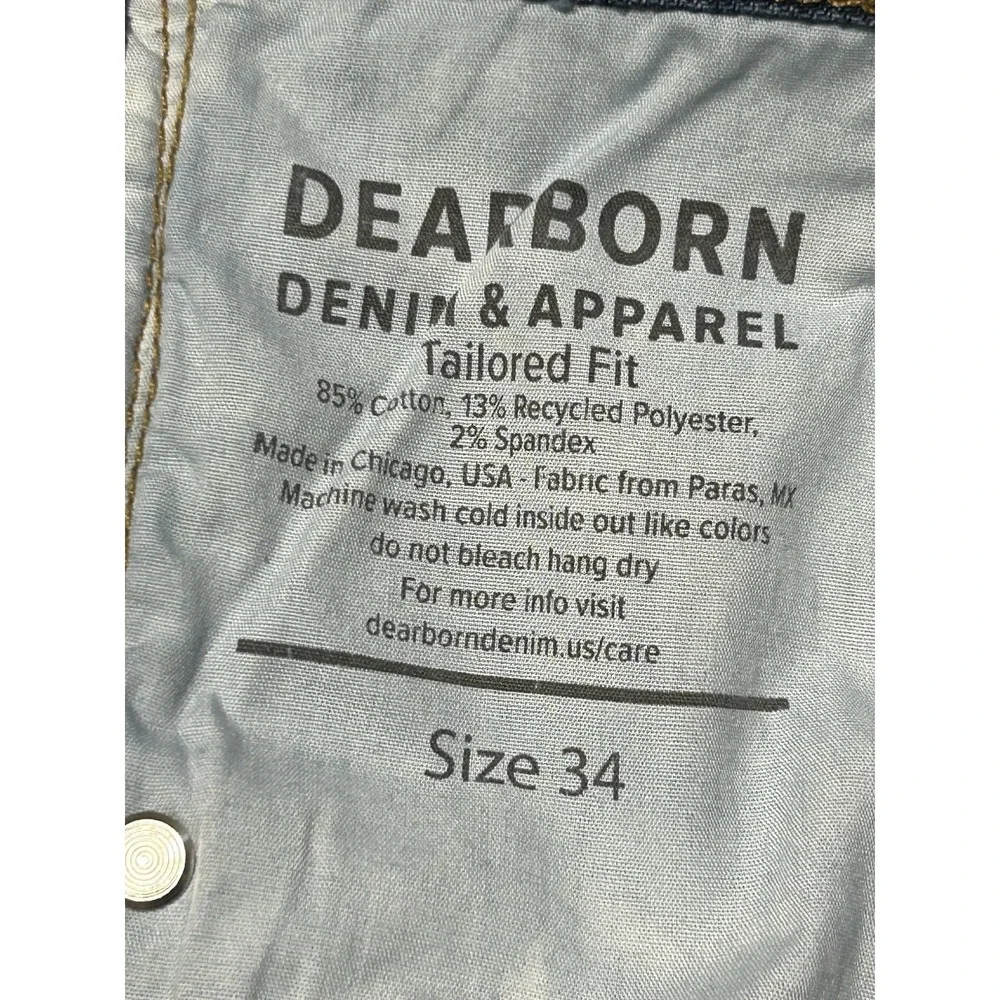 Dearborn Jeans Mens Tailored Fit‎ Classic Denim Cotton Size 34x30 USA NWT